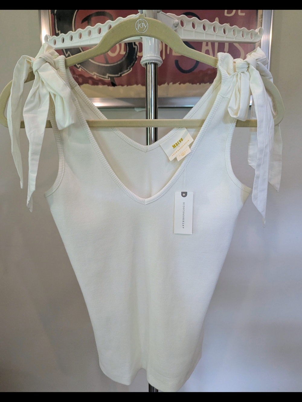 $18 Anthropologie Maeve XS The Rafaela Bow Tie Shoulder Tank Top NWT